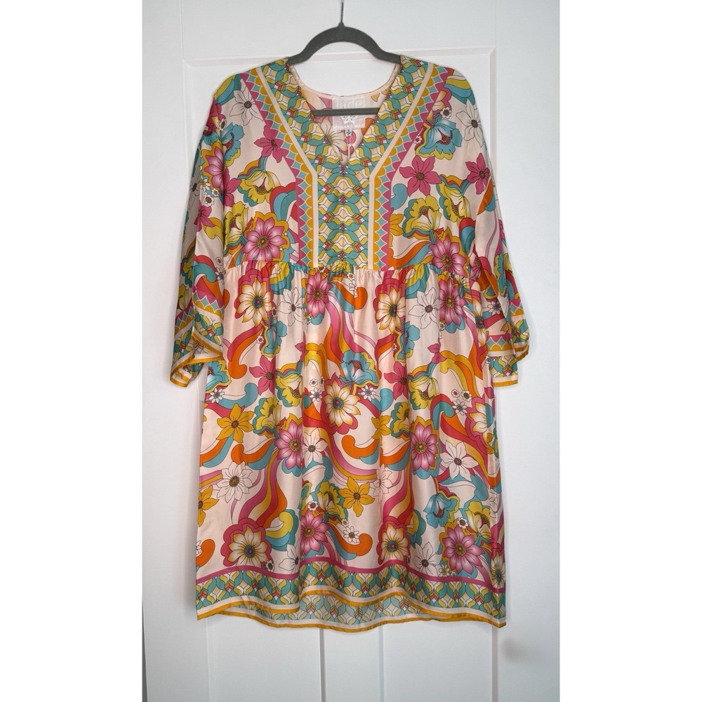 Johnny Was Jade Barbara Mini Dress Small Prismatic Dream Floral Silk Blend NWT